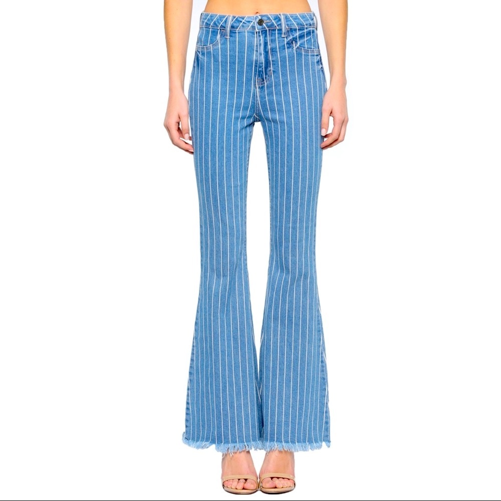 LAST ONE!! Cello Jeans Striped Super Flare Jeans - Picture 6 of 14